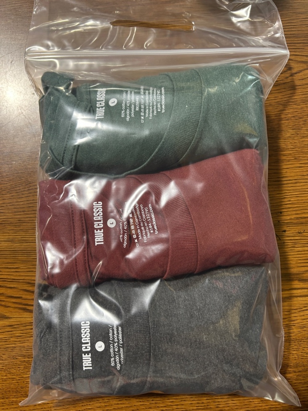 True Classic Men’s Short Sleeve Tee 3-Pack — Green, Maroon & Heather Gray